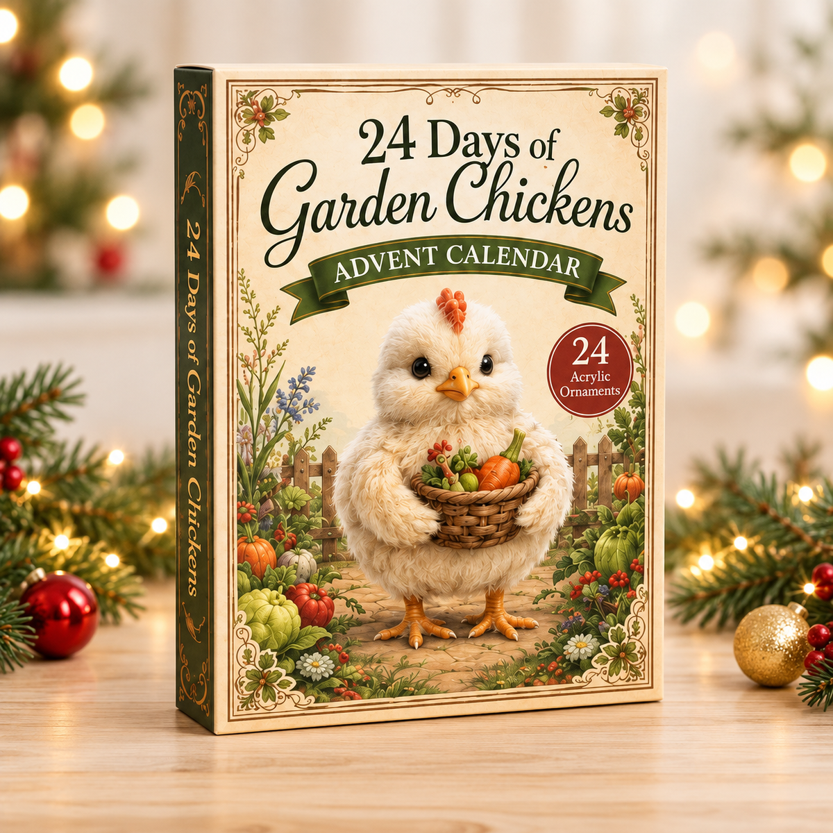 Garden Chicken Advent Calendar 2026 - 24-Day Festive Countdown, Acrylic Charms Blind Box - Gift For Farmhouse Lovers