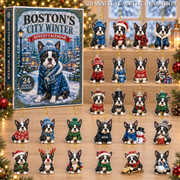Boston's City Winter Advent Calendar 2026 - 24-Day Festive Countdown, Acrylic Charms Blind Box - Gift For Dog Lovers