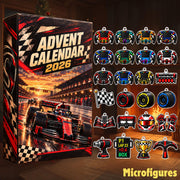 Formula Racing Advent Calendar 2026, 24 Acrylic Racing Ornaments, Steering Wheel, Tire, Helmet & Pit Crew Christmas Gift