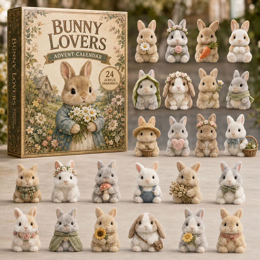 Bunny Lovers Advent Calendar 2026 - 24-Day Festive Countdown, Acrylic Charms Blind Box - Gift For Farm Lovers