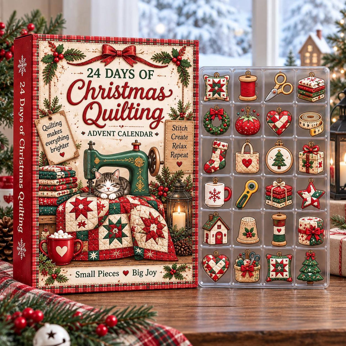 24 Days Of Christmas Quilting Advent Calendar, Crafter Sewing Tree Ornaments Gift 2026