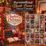 Personalized Book Lover Advent Calendar, Custom Name, 24 Bookish Acrylic Charms, Christmas Countdown for Book Lovers 2026