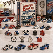 America Race Cars Advent Calendar 2026 - 24-Day Festive Countdown, Acrylic Charms Blind Box