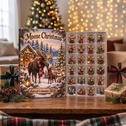 Personalized Moose Advent Calendar 2026, Woodland Christmas Countdown, Custom Name Moose Lover Gift, Rustic Cabin Holiday Decor