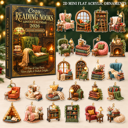 Cozy Reading Nooks Advent Calendar 2026 - 24-Day Festive Countdown, Acrylic Charms Blind Box - Gift For Reading Lovers