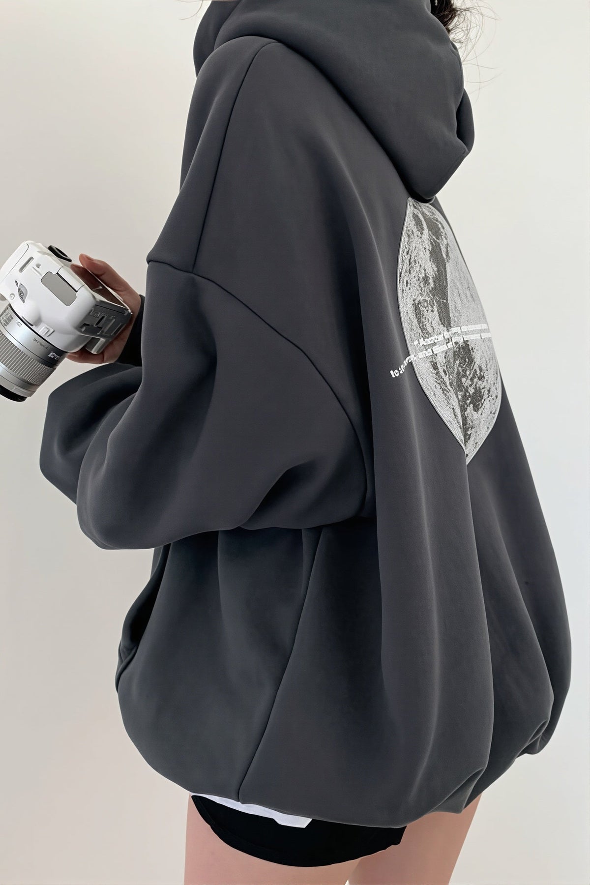 Moon Print Oversize Pullover Hoodie