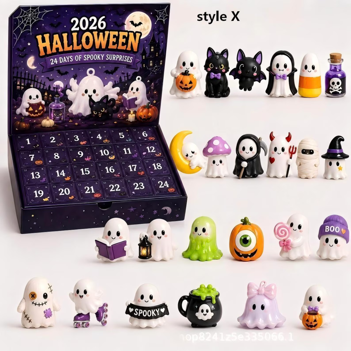 Halloween Advent Calendar 2026, 24 Day Ghost Blind Box, Spooky Cute Countdown Gift, Mini Collectible Hanging Ornaments, Multiple Box Styles
