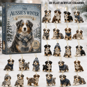 Winter Australian Shepherd Advent Calendar 2026 - 24-Day Festive Countdown, Acrylic Charms Blind Box - Gift For Dog Lovers