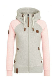Leather Patch Zip Hoodie