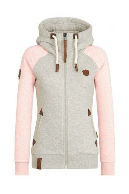 Leather Patch Zip Hoodie