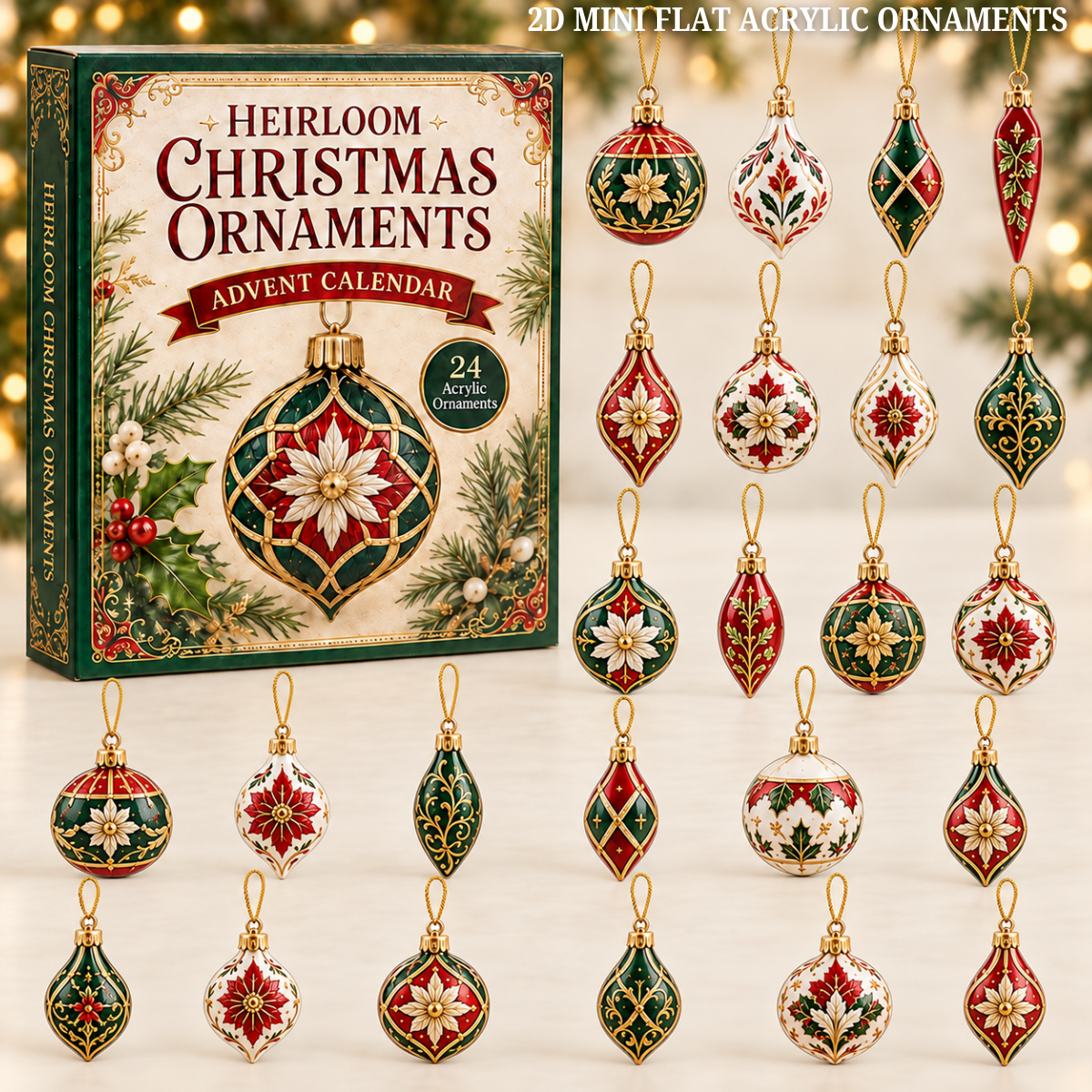 Heirloom Christmas Advent Calendar 2026 - 24-Day Festive Countdown, Acrylic Charms Blind Box - Gift For Christmas Lovers