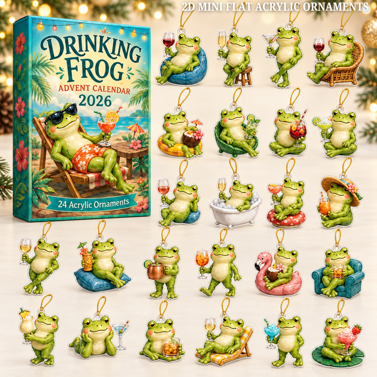 Drinking Frog Advent Calendar 2026 - 24-Day Festive Countdown, Acrylic Charms Blind Box - Gift For Frog Lovers