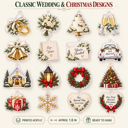 Personalized Wedding Memory Advent Calendar with 24 Custom Photo Acrylic Ornaments, Newlywed Christmas Gift, Wedding Keepsake for Couple