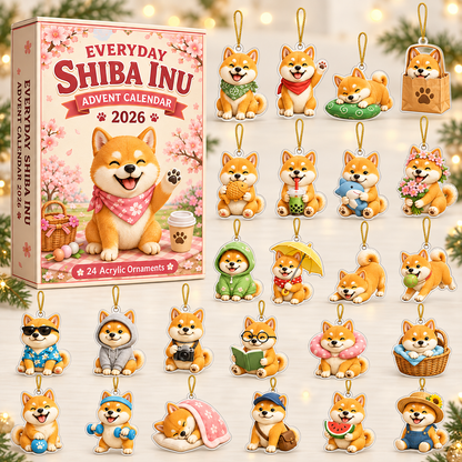 Everyday Shiba Inu Advent Calendar 2026 - 24-Day Festive Countdown, Acrylic Charms Blind Box - Gift For Shiba Inu Lovers