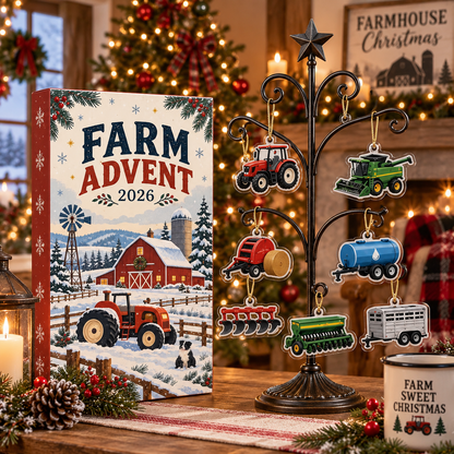 Farm Tractor Advent Calendar 2026, Christmas Countdown with Vehicle Ornaments