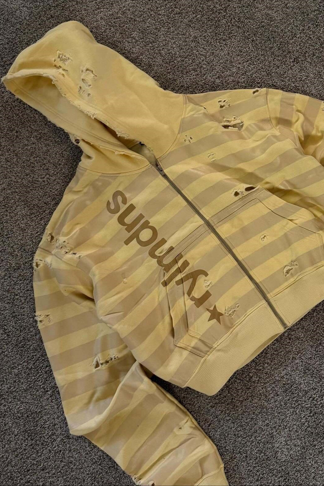 Yellow Graphic Zip Hoodie