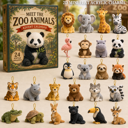 Zoo Animals World Advent Calendar 2026 - 24-Day Festive Countdown, Acrylic Charms Blind Box - Gift For Animal Lovers