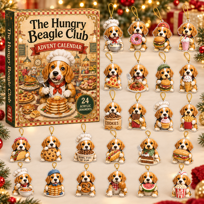 The Hungry Beagle Club Advent Calendar 2026 - 24-Day Festive Countdown, Acrylic Charms Blind Box - Gift For Beagle Lovers