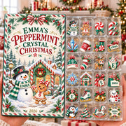 Personalized Advent Calendar 2026 for Kids, Peppermint Christmas Countdown, Custom Name Ornaments, Stocking Stuffer Gift for Girls and Teens