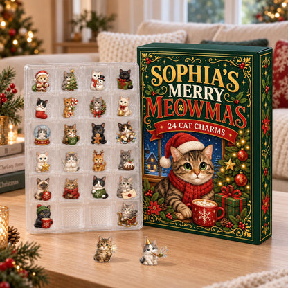 Personalized Cat Christmas Advent Calendar: 24-Day Blind Box Charms