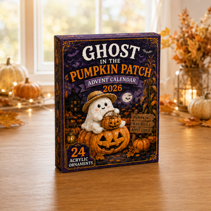 Ghost in the Pumpkin Patch Advent Calendar 2026 - 24-Day Festive Countdown, Acrylic Charms Blind Box - Gift For Family & Friends