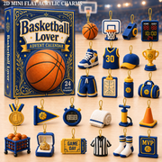 Basketball Blue Theme Advent Calendar 2026 - 24-Day Festive Countdown, Acrylic Charms Blind Box - Gift For Basketball Lovers