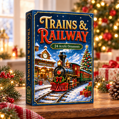 Trains & Railway Advent Calendar 2026 - 24-Day Festive Countdown, Acrylic Charms Blind Box - Gift For Kids, Family & Friends