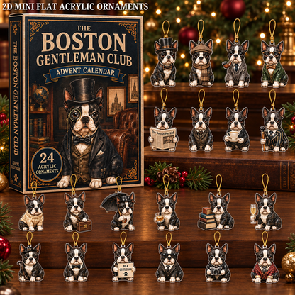 The Boston Gentleman Club Advent Calendar 2026 - 24-Day Festive Countdown, Acrylic Charms Blind Box - Gift For Dog Lovers