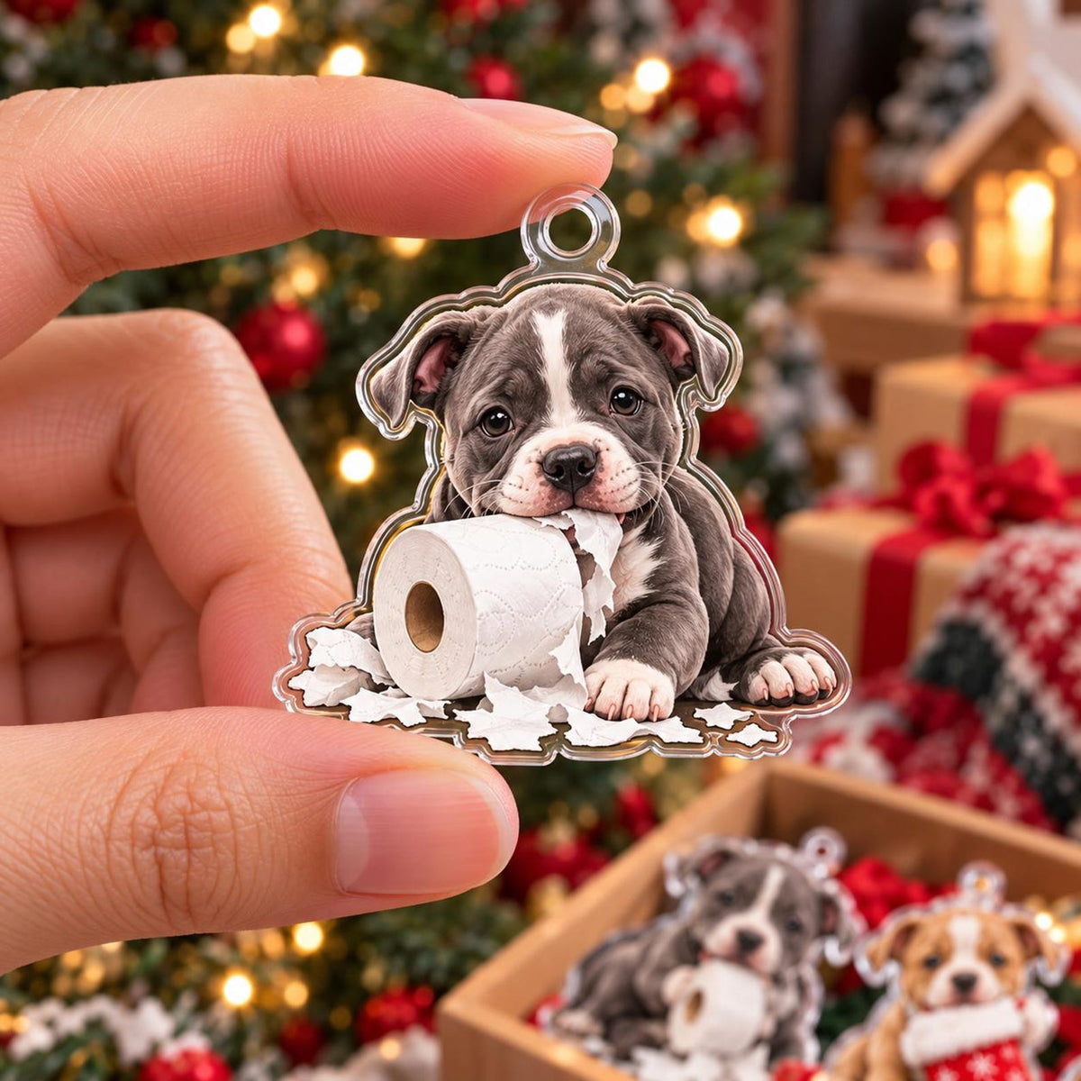 2D Flat Acrylic Pitbull Advent Calendar 2026, 24 Funny Pit Bull Ornaments, Dog Christmas Countdown Calendar, Pitbull Lover Gift