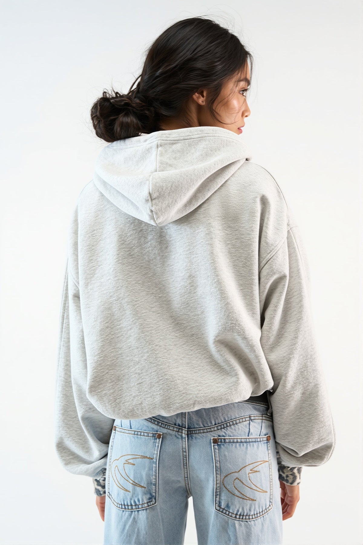 Camouflage Trim Cropped Hoodie