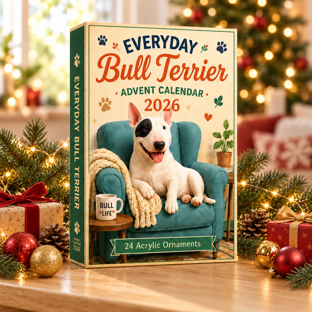 Everyday Bull Terrier Advent Calendar 2026 - 24-Day Festive Countdown, Acrylic Charms Blind Box - Gift For Bull Terrier Lovers