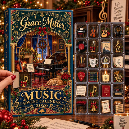 Personalized Music Advent Calendar, Music Lover Christmas Countdown Box, Custom Name Musician Gift, 24 Days Holiday Calendar