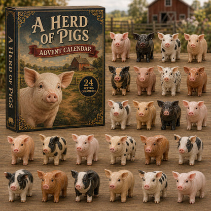 Herd Of Pigs Advent Calendar 2026 - 24-Day Festive Countdown, Acrylic Charms Blind Box - Gift For Farm Lovers