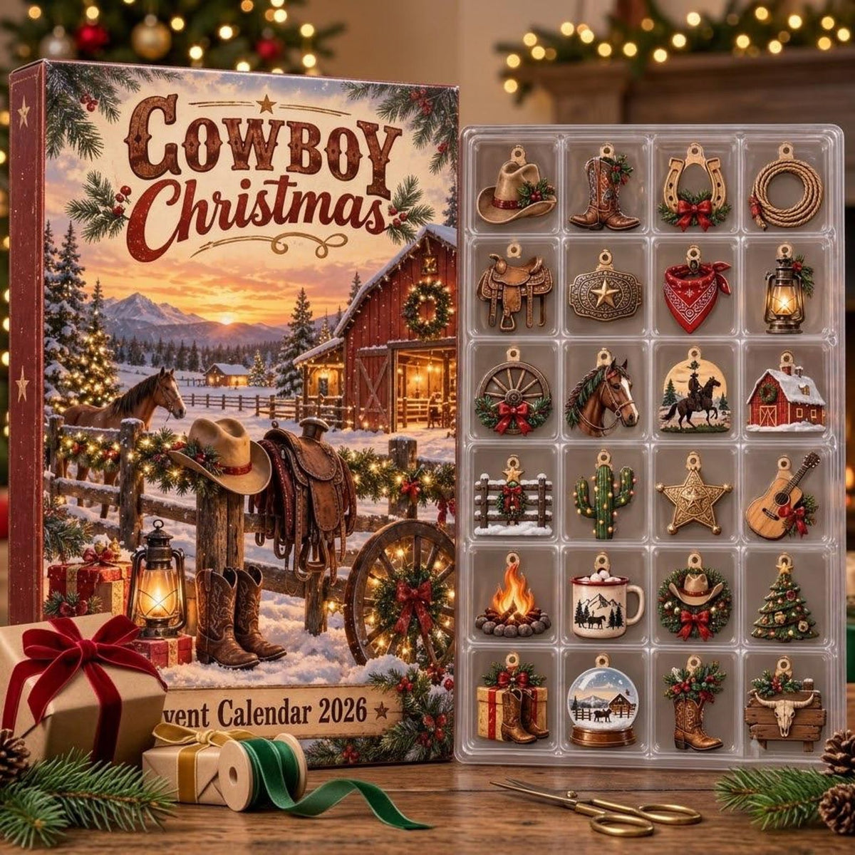 Personalized Cowboy Christmas Advent Calendar 2026, Western Holiday Countdown, Rustic Ranch Gift, Custom Name Christmas Box Ngoc Anh Ho Thi
