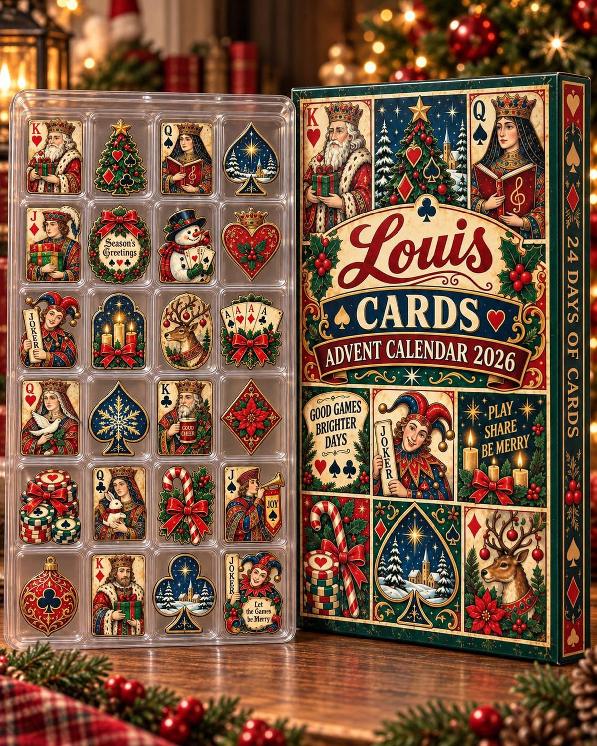 Personalized Playing Cards Advent Calendar: Custom Name 24 Day Christmas Countdown Box