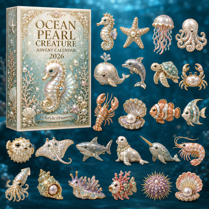 Ocean Pearl Treasures Advent Calendar 2026 - 24-Day Festive Countdown, Acrylic Charms Blind Box - Gift For Ocean Lovers