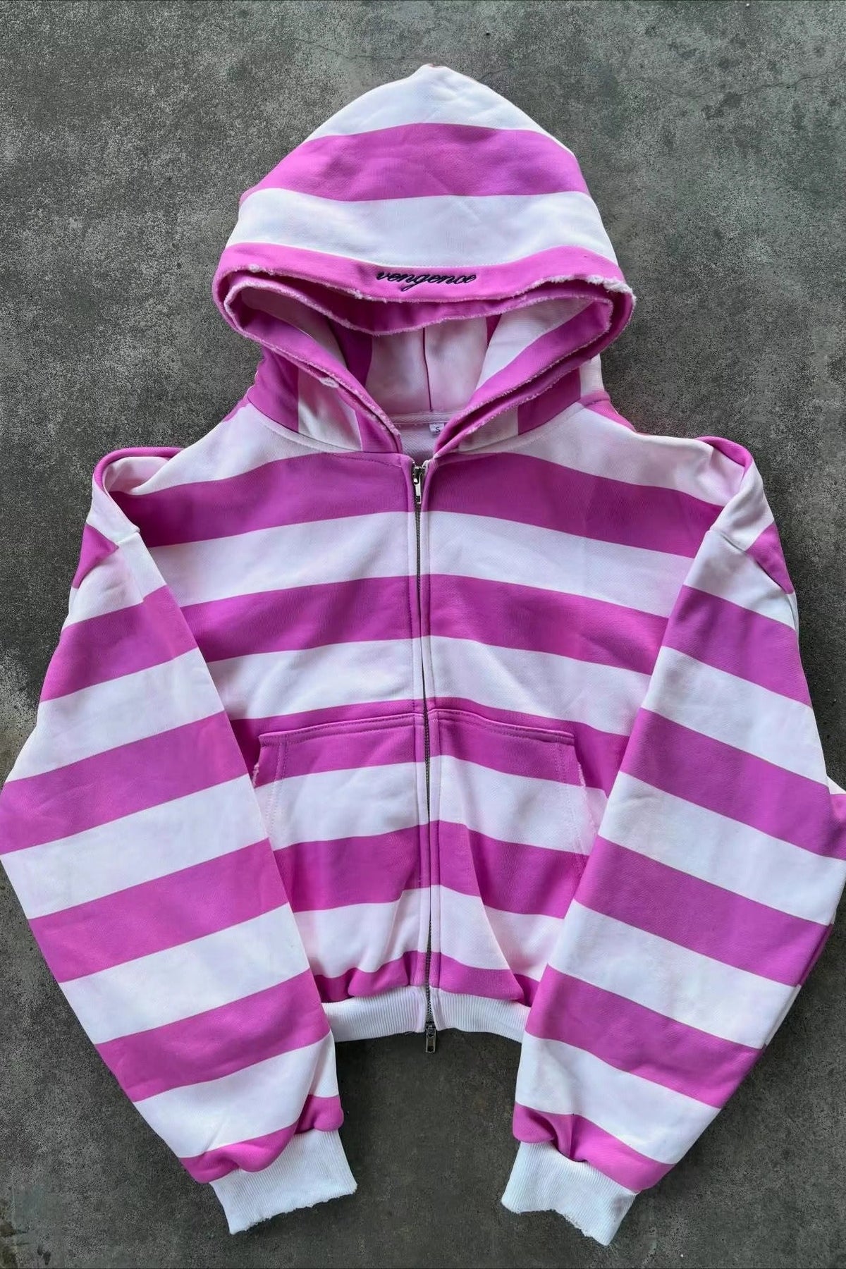 Stripe Layered Zip Hoodie