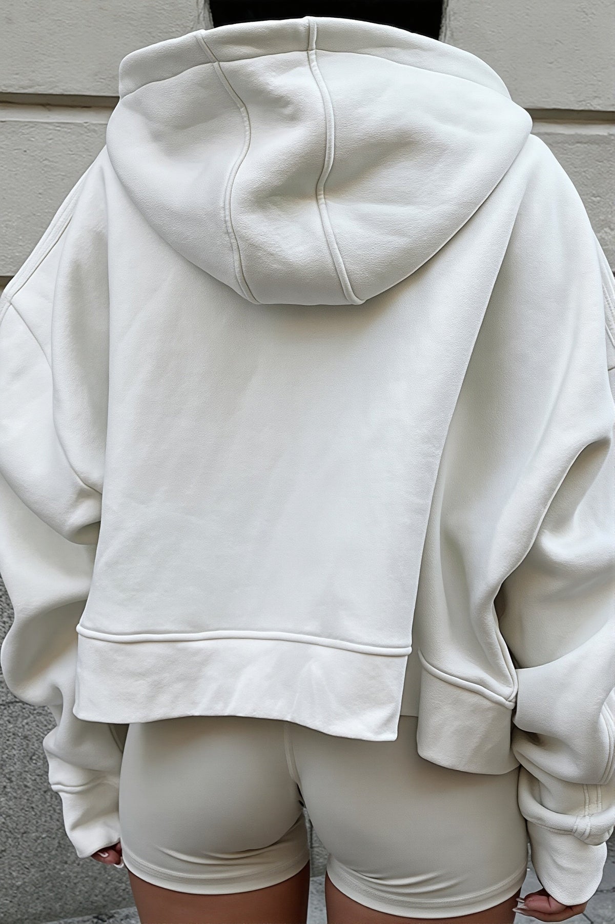 Number Patch Cropped Zip Hoodie