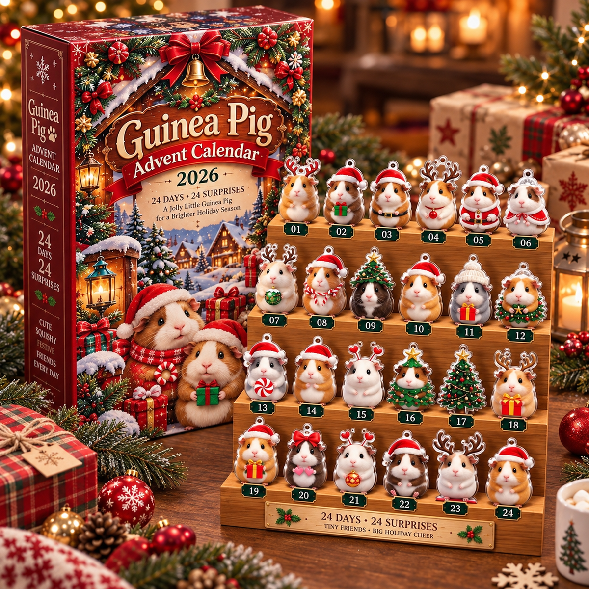 Guinea Pig Christmas Advent Calendar 2026, 24 Days of Tiny Pet Surprises, Cute Cavy Holiday Countdown Gift for Animal Lovers