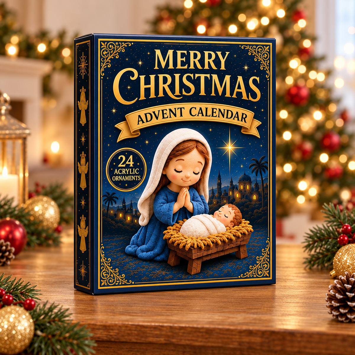 Holy Night Advent Calendar 2026 - 24-Day Festive Countdown, Acrylic Charms Blind Box - Gift For Religious Collectors