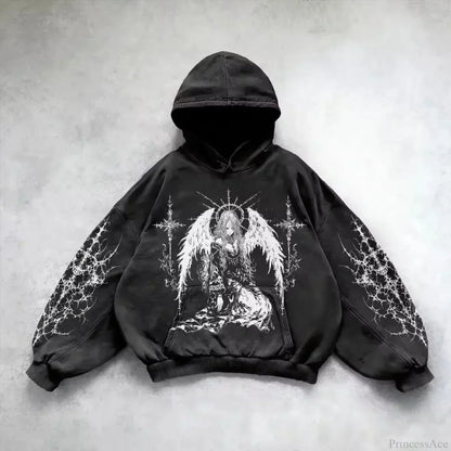 Casual Retro Gothic Printing Hoodie