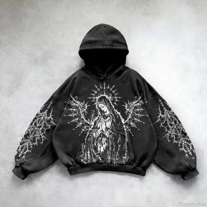 Casual Retro Gothic Printing Hoodie
