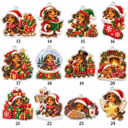 Dachshund Advent Calendar 2026, 24 Acrylic Christmas Ornaments, Doxie Countdown Box