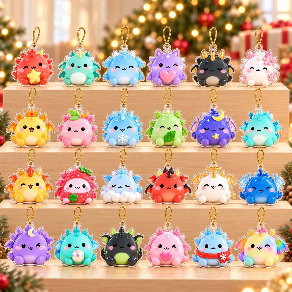 Cutie Mochi Dragon Advent Calendar 2026 - 24-Day Countdown, Acrylic Charms, Funny Gift For Kid
