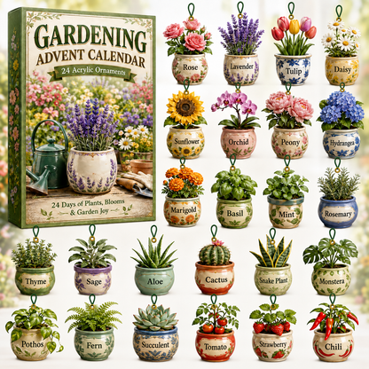 Gardening Plants Advent Calendar 2026 - 24-Day Festive Countdown, Acrylic Charms Blind Box - Gift For Gardening Lovers