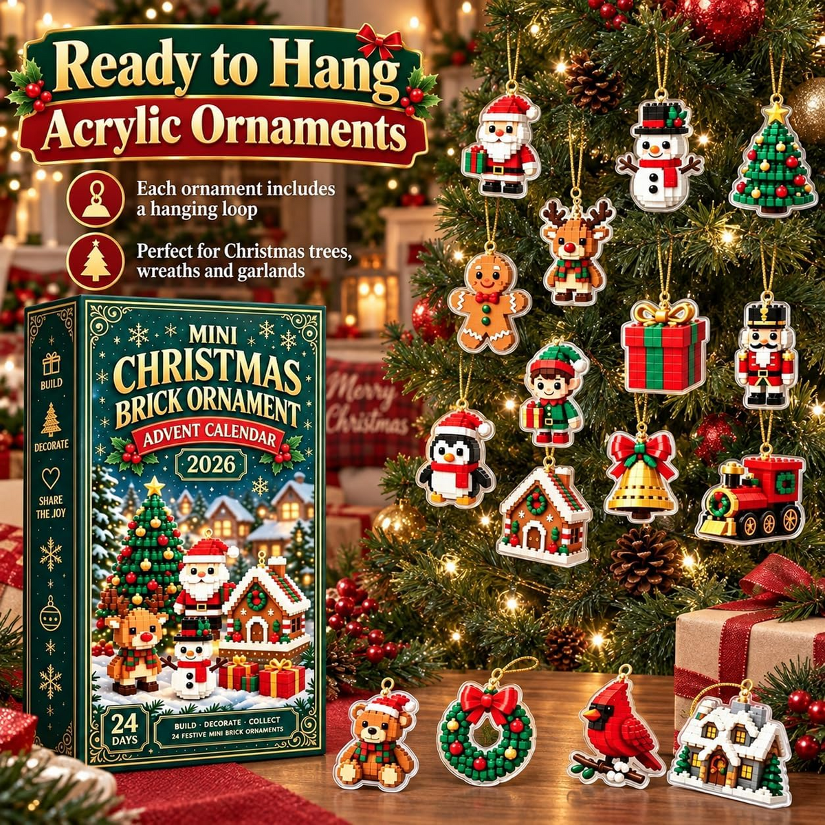 24-Day Mini Christmas - Flat Ornament Advent Calendar