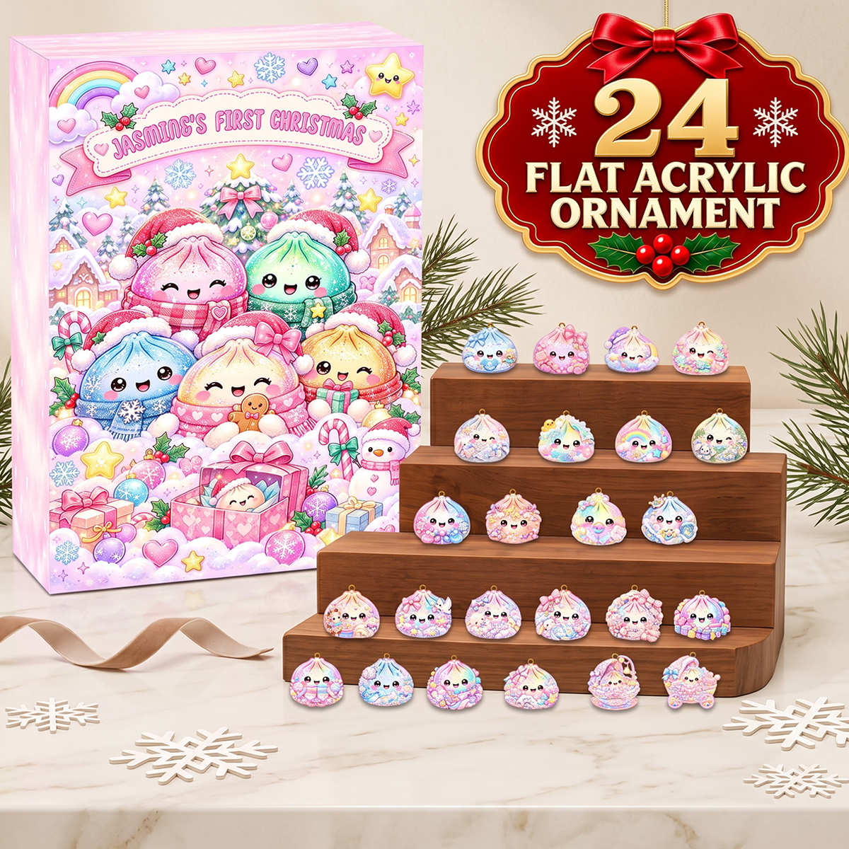 Dumpling First Christmas Advent Calendar 2026 - 24 Day Spirits Countdown, Acrylic Charms Blind Box - Gift For Family