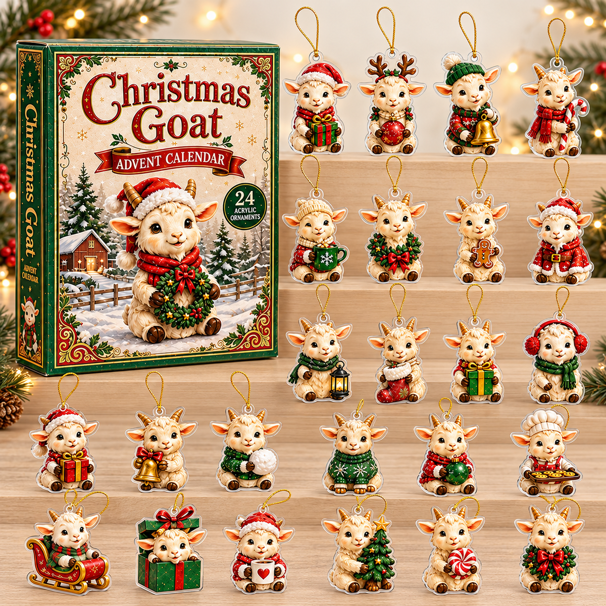 Christmas Goat Advent Calendar 2026 - 24-Day Festive Countdown, Acrylic Charms Blind Box - Gift For Goat Lovers