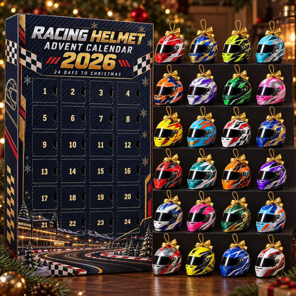 2026 Racing Helmet Advent Calendar, 24 Day Motorsport Christmas Countdown, Race Car Fan Ornament Gift