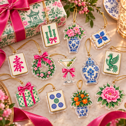 Mahjong Advent Calendar 2026, 24 Days Mahjong Christmas Ornaments, Chinoiserie Holiday Countdown, Mahjong Lover Gift, Mahjong Player Gift